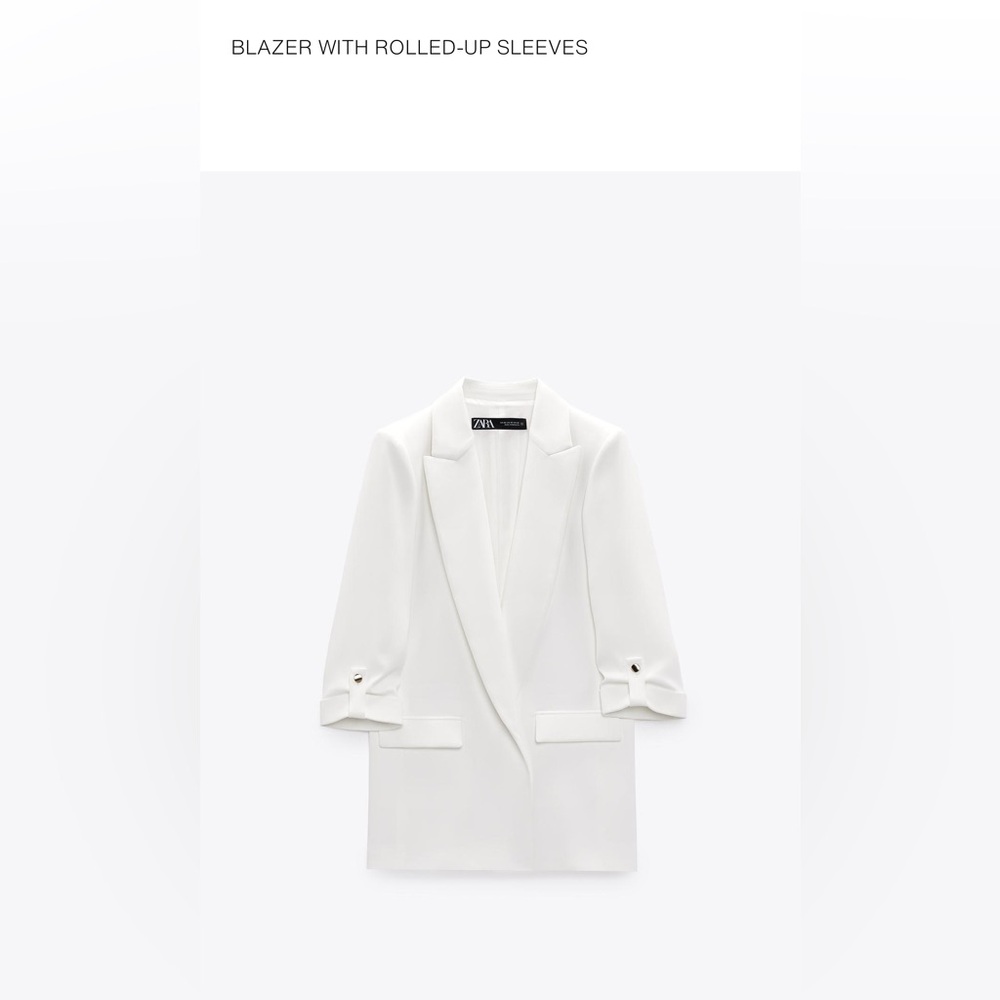 Zara White Blazer with Rolled Sleeves